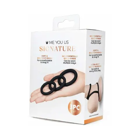 Me You Us Signature The Chubby 3 Ring Set in Black