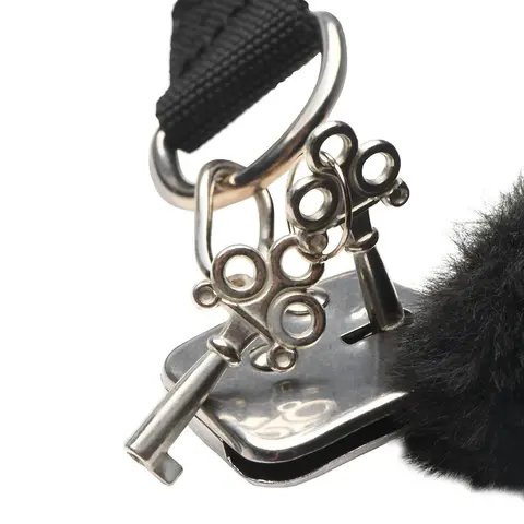 Master Series Furry Handcuffs with Handle