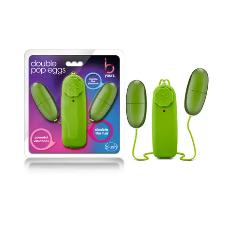 B Yours Double Pop Eggs Remote-Controlled Dual Bullet Vibrator in Lime