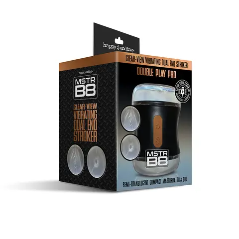 MSTR B8 Clear-View Vibrating Dual End Stroker, Double Play Pro