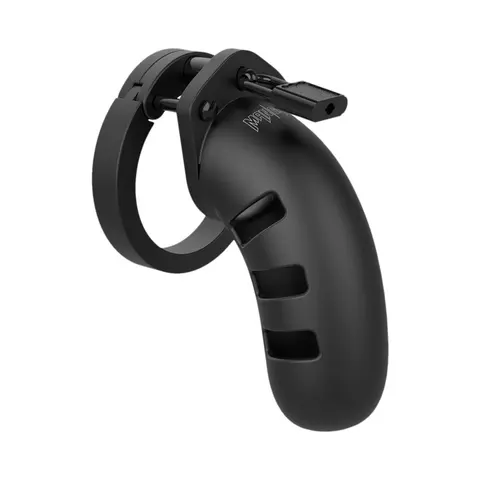 Shots ManCage Model 21 Adjustable 4.5 in. Silicone Chastity Cock Cage Black