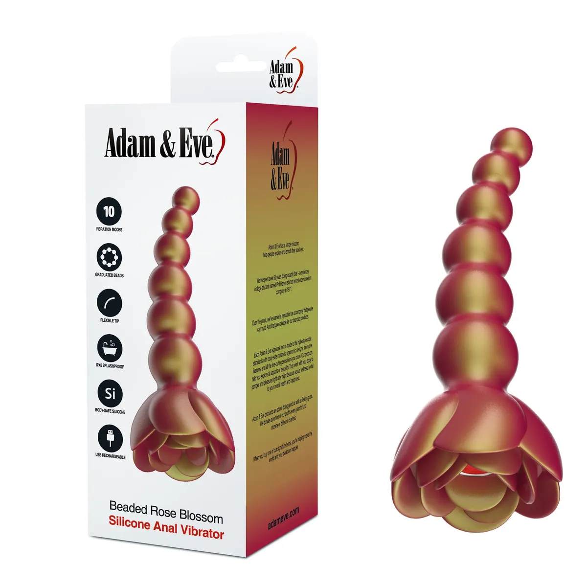 Adam & Eve Beaded Rose Blossom Silicone Anal Vibrator