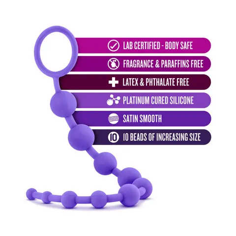 Luxe Silicone 10 Beads for Anal Play in Purple
