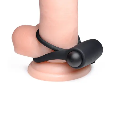 BANG! Silicone Cock Ring & Bullet with Remote Control in Black