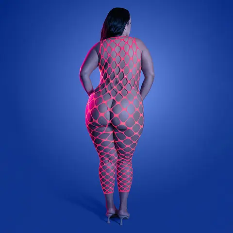 Fantasy Lingerie Glow Want It All Reversible Bodystocking & Rhinestone Pasties O/S in Glow in the Dark