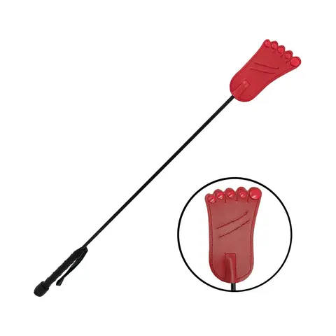 Rouge Leather Foot Riding Crop in Red