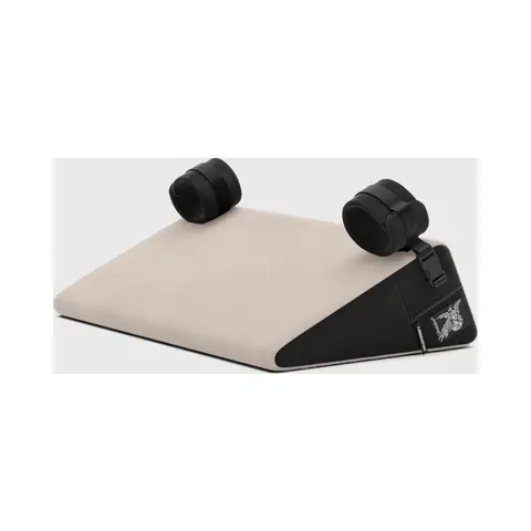 Liberator Black Label Wedge 24 in. Sex Position Pillow with Cuffs Décor Velvet Blue in Black