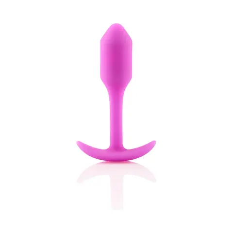 B-Vibe Snug Plug 1 Weighted Silicone Anal Plug in Fuchsia
