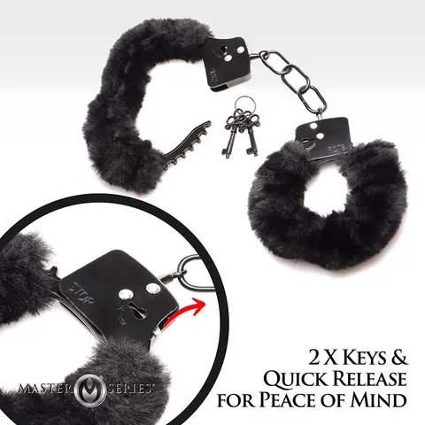 Master Series Cuffed in Fur Furry Handcuffs in Black