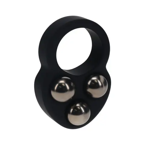 LEVELZ Liquid Silicone Triple Weighted Ball Cock Ring in Black