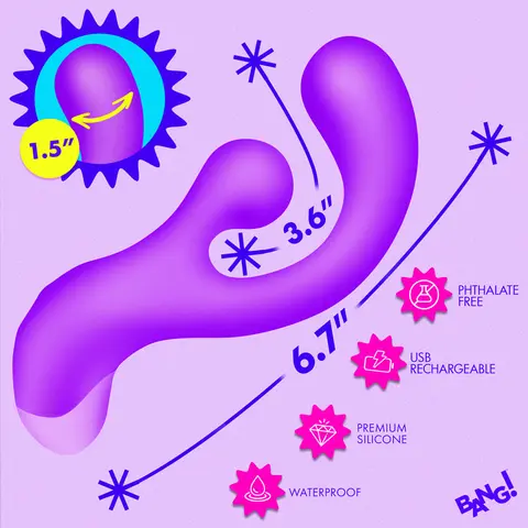BANG! Gyro Rabbit Silicone Vibrator in Purple