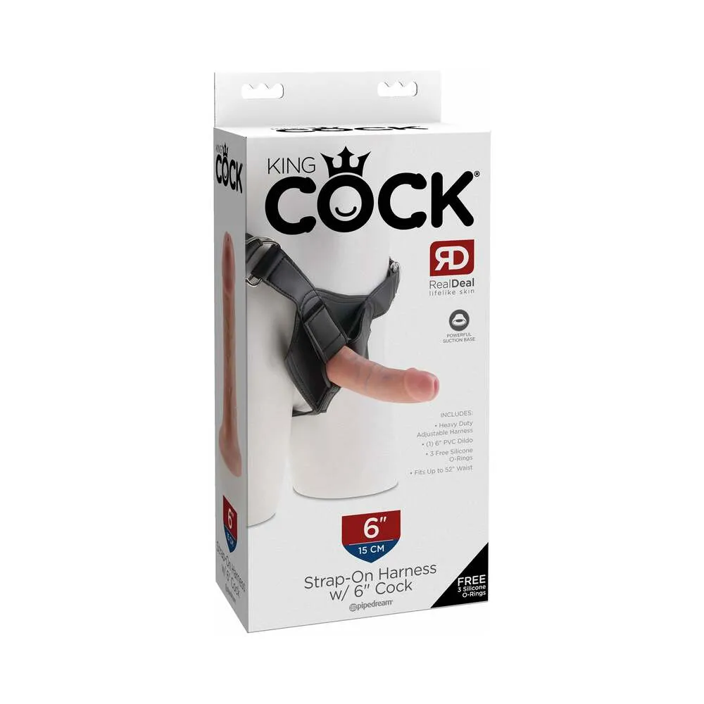 King Cock Strap-On Harness With 6 in. Cock in Beige