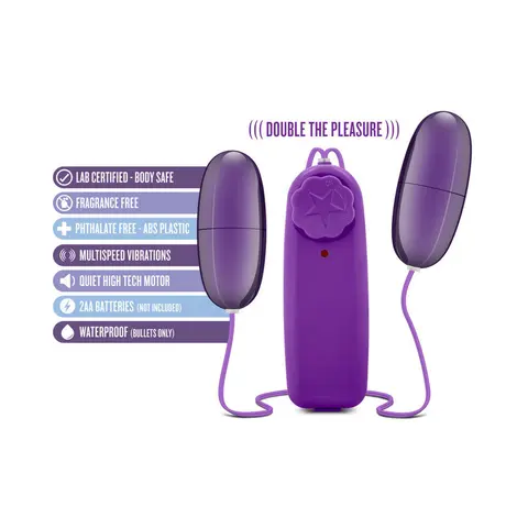 B Yours Double Pop Eggs Remote-Controlled Dual Bullet Vibrator in Plum