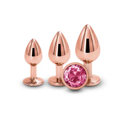 Rear Assets 3-Piece Metal Plug Kit in Rose Gold/Pink