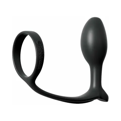 Anal Fantasy Collection Silicone Ass-Gasm Cock Ring Beginner's Plug Black