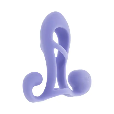 Playboy Fantasy Cage Rechargeable Vibrating Cock Cage Silicone Purple