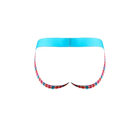 Male Power So Cumfy Gingham Jock Turquoise L/XL