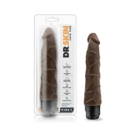 Dr. Skin Cock Vibe 1 Realistic 9 in. Vibrating Dildo in Brown