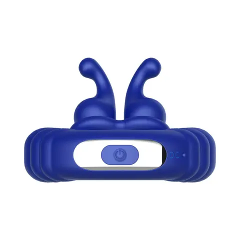 Forto F-24 Rechargeable Silicone Textured Vibrating Cockring in Blue
