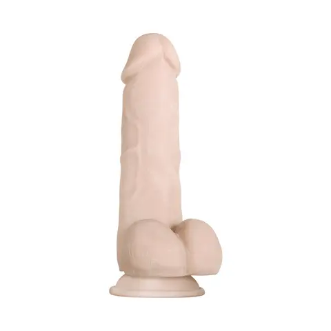 Evolved Real Supple Girthy Poseable 8.5 in. Realistic Dildo With Balls in Beige
