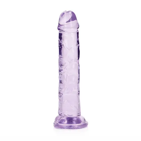 RealRock Crystal Clear Straight 6 in. Dildo Without Balls in Purple