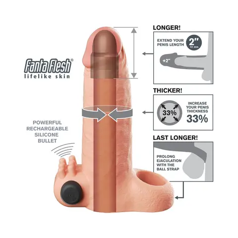 Fantasy X-Tensions Vibrating Real Feel Extension 2 in. in Light