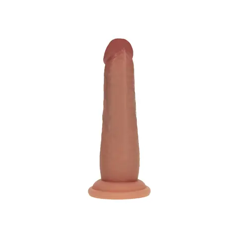 Realrock Sliding Skin Dual Density Silicone Dildo 6 in. in Tan
