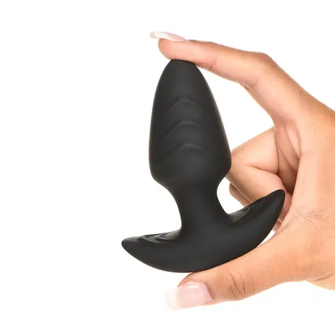 BANG! Rotating & Vibrating Silicone Butt Plug with Remote in Black