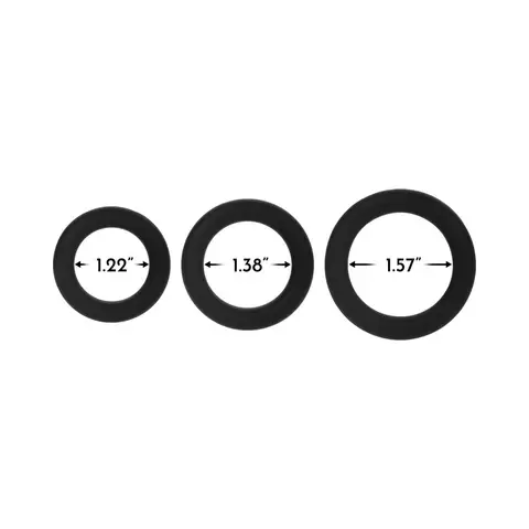 Forto F-61 3-Piece Silicone Cockring Set in Black