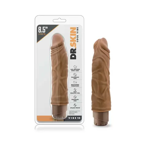 Dr. Skin Cock Vibe 10 Realistic 8.5 in. Vibrating Dildo in Tan
