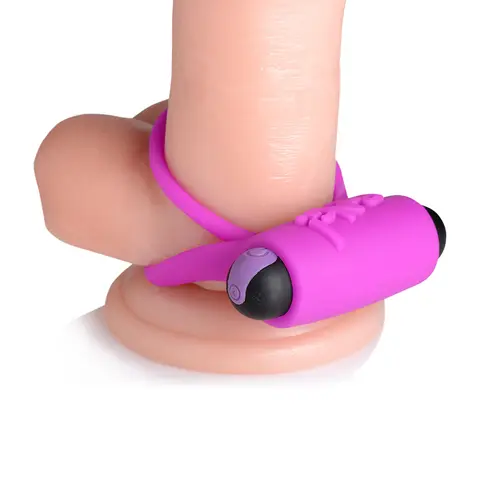 BANG! Silicone Cock Ring & Bullet with Remote Control in Purple