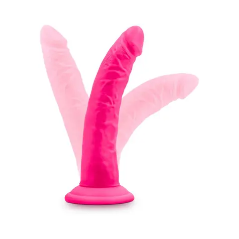 Neo Elite 7.5 in. Silicone Dual Density Dildo Neon in Pink