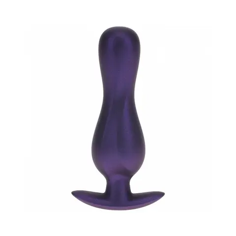 Ouch! Smooth Silicone Curvy Anal Plug 4.6 in. Metallic in Purple