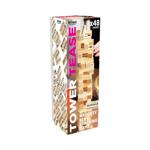 Tower Tease Naughty Sex Game with Assorted Wooden Blocks/Sayings