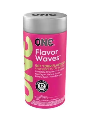 ONE Flavor Waves 12 Count Flavored Latex Condoms