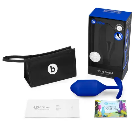b-Vibe Snug Plug 4 Weighted Silicone Anal Plug in Navy