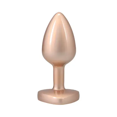 Booty Bling Heart Diamond Jeweled Metal Plug Gold Small