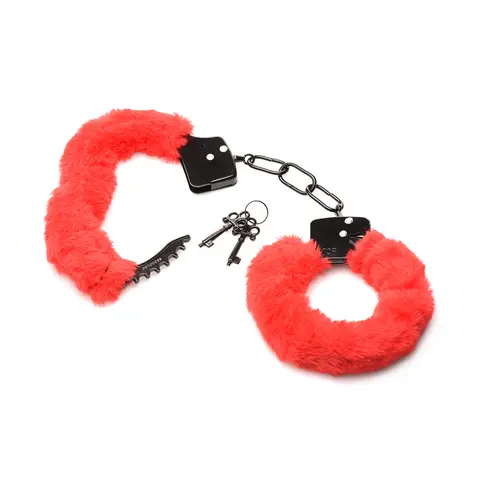 Master Series Cuffed in Fur Furry Handcuffs in Red