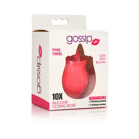 Curve Toys Gossip Cum Into Bloom Rechargeable Silicone Licking Rose Pink Twirl
