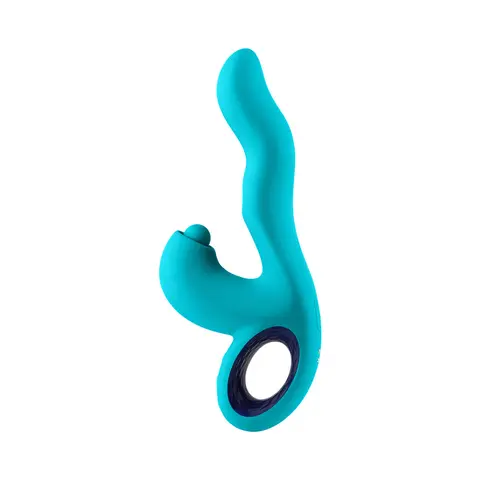 FemmeFunn Klio Rechargeable Silicone Triple Action Thumping Rabbit Vibrator Turquoise