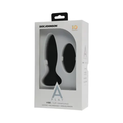 A-Play Vibe Adventurous Rechargeable Silicone Anal Plug with Remote in Black