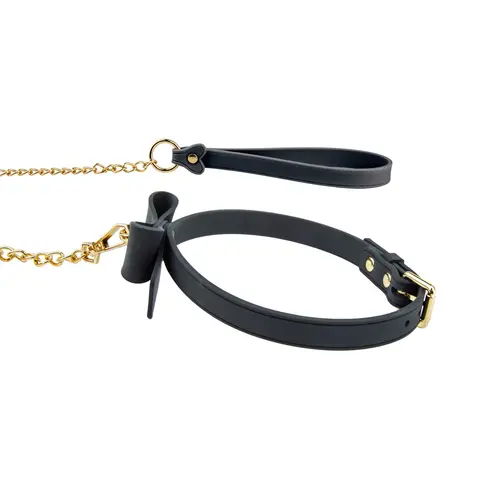 Temptasia Ardor Collar & Leash Black with Bow