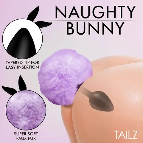 Tailz Fluffy Bunny Tail Silicone Plug in Purple