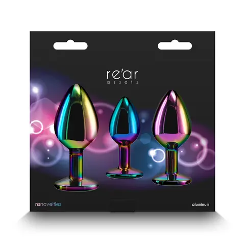 Rear Assets 3-Piece Metal Plug Kit in Multicolor/Rainbow