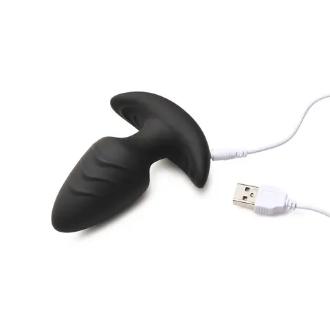BANG! Rotating & Vibrating Silicone Butt Plug with Remote in Black