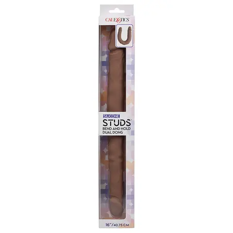 Silicone Studs Bend and Hold Dual Dong Brown 16 in.
