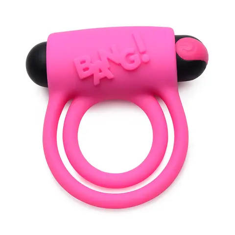 BANG! Silicone Cock Ring & Bullet with Remote Control in Pink