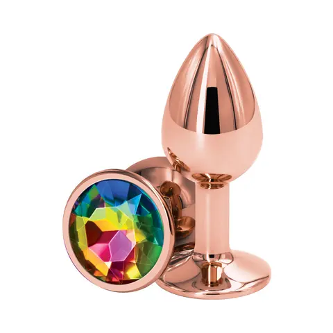 Rear Assets Rose Gold Anal Plug Small in Rainbow