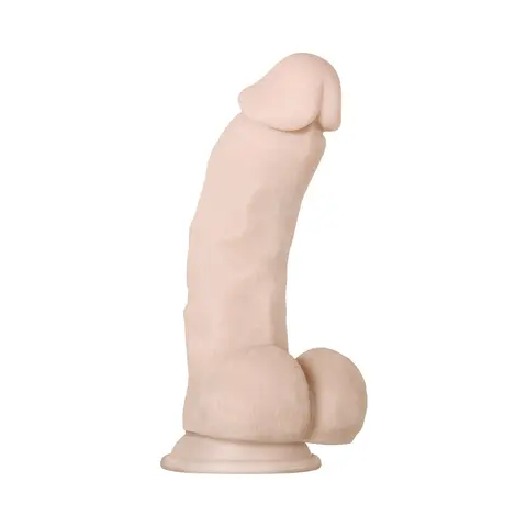 Evolved Real Supple Girthy Poseable 8.5 in. Realistic Dildo With Balls in Beige