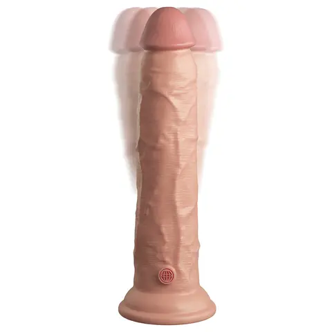 King Cock Elite 9 in. Vibrating Dual Density Silicone Realistic Dildo Beige